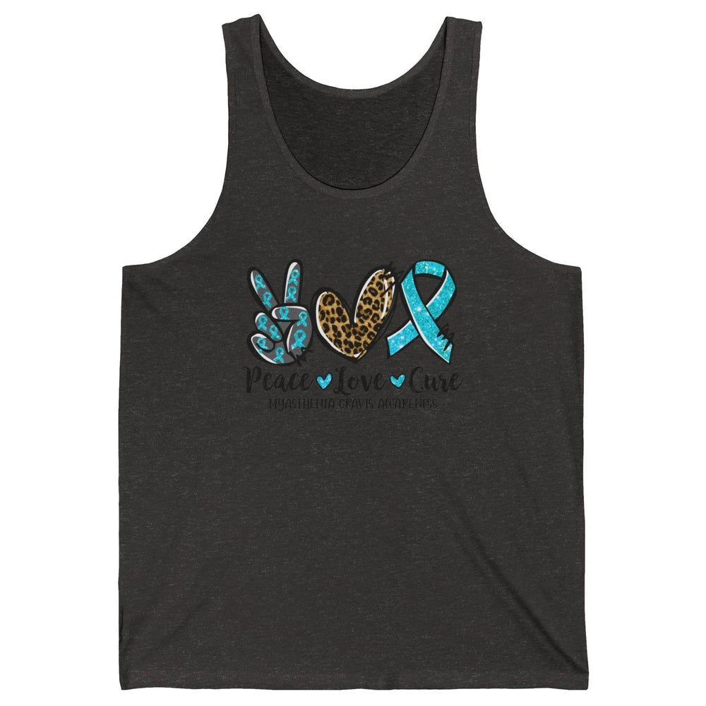 Myasthenia Gravis Awareness Ribbon Peace Love Cure Leopard Unisex Jersey Tank