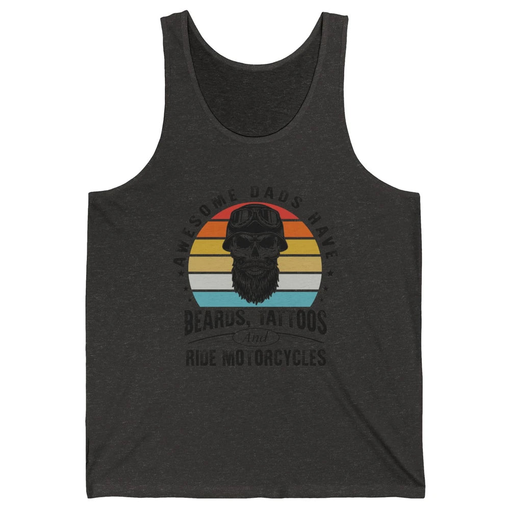 Retro Awesome Dads Have Beards Tattoos And Ride Motorcycles Unisex Jersey Tank