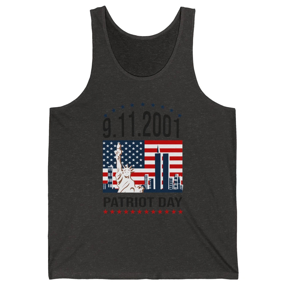 Never Forget 9-11-2001 American Flag Patriotic Memorial Day Unisex Jersey Tank