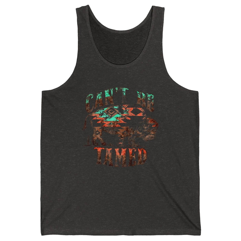 Retro Buffalo Aztec Can't Be Tamed Western Country Highland Unisex Jersey Tank