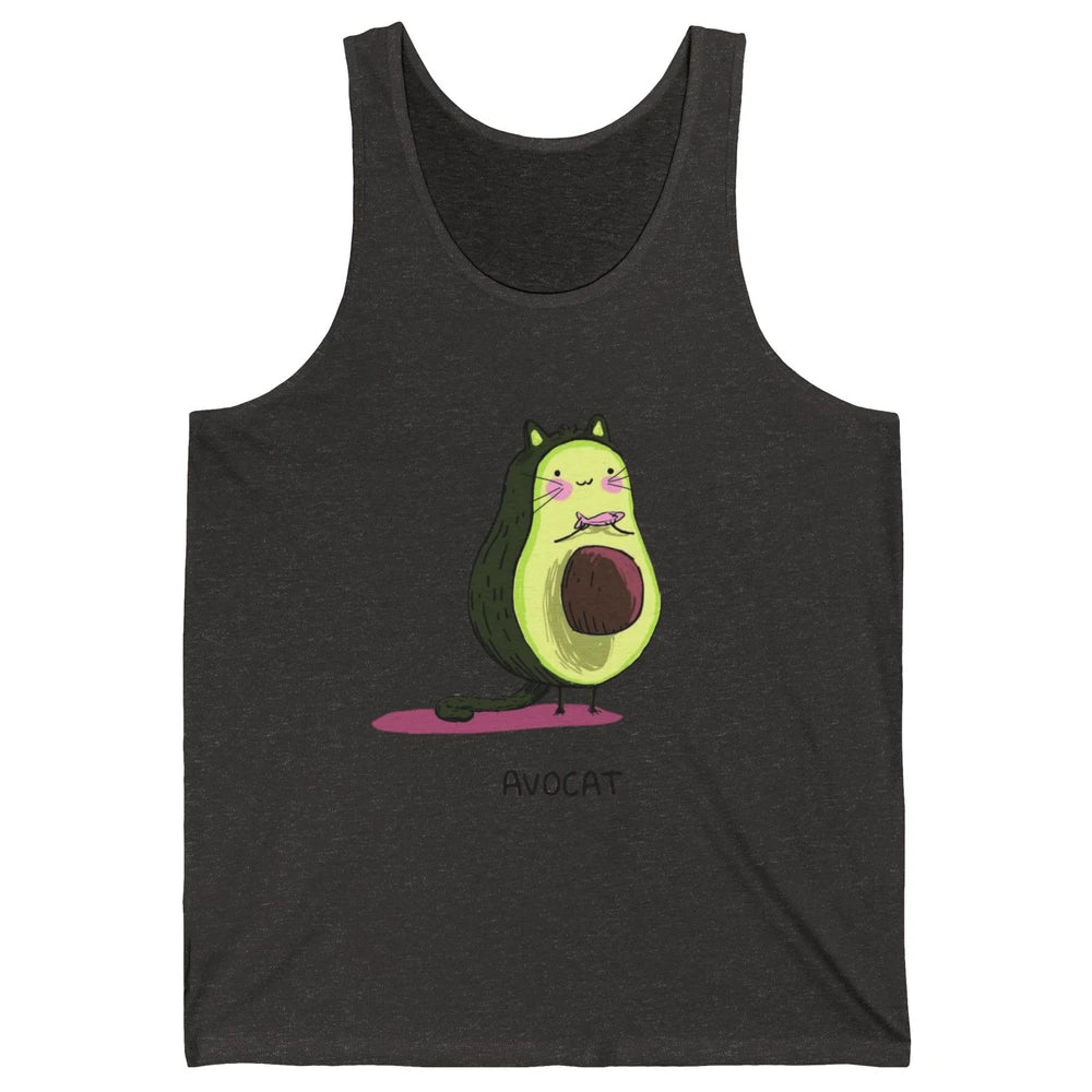 Cute Avocat Avocado Pink Cat Kitten Pun Healthy Vegan Veggie Unisex Jersey Tank