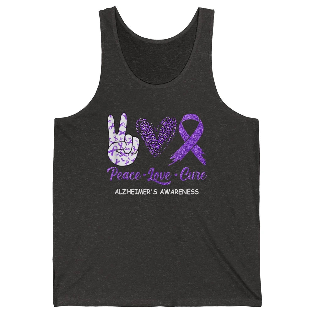 Peace Love Cure Purple Ribbon Alzheimer Disease Awareness Unisex Jersey Tank