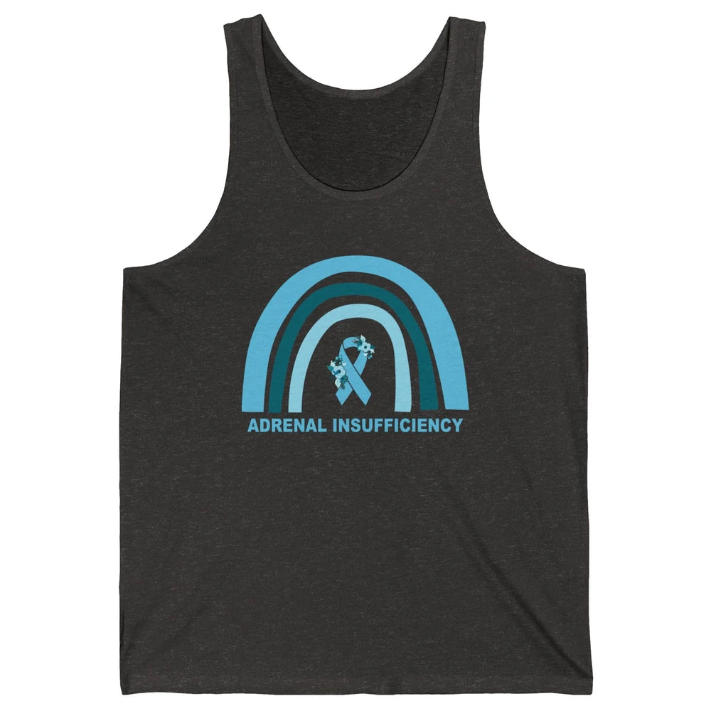 Adrenal Insufficiency Awareness Floral Blue Ribbon Rainbow Unisex Jersey Tank