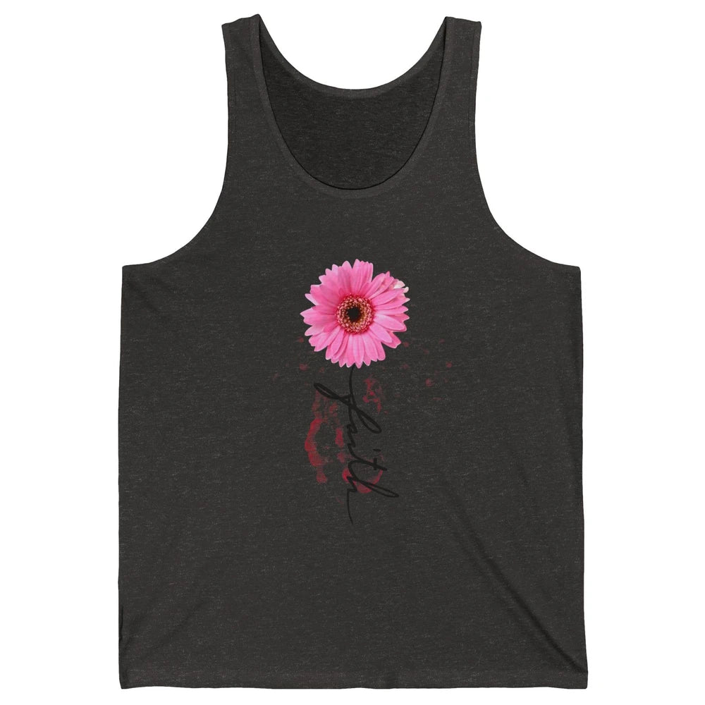 Pink Daisy Faith Cross Christian Religious God Lovers Gift Unisex Jersey Tank