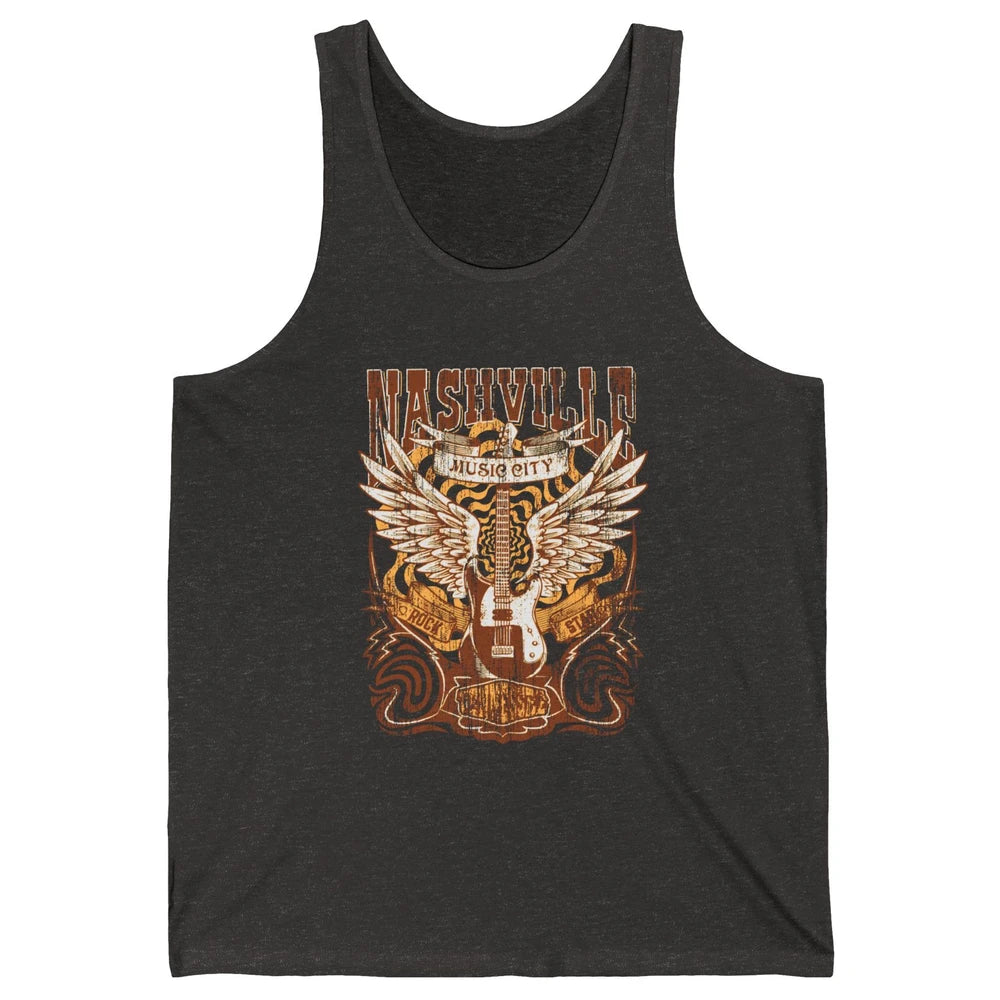Retro Guitar Nashville Music City Western Country Music Unisex Jersey Tank