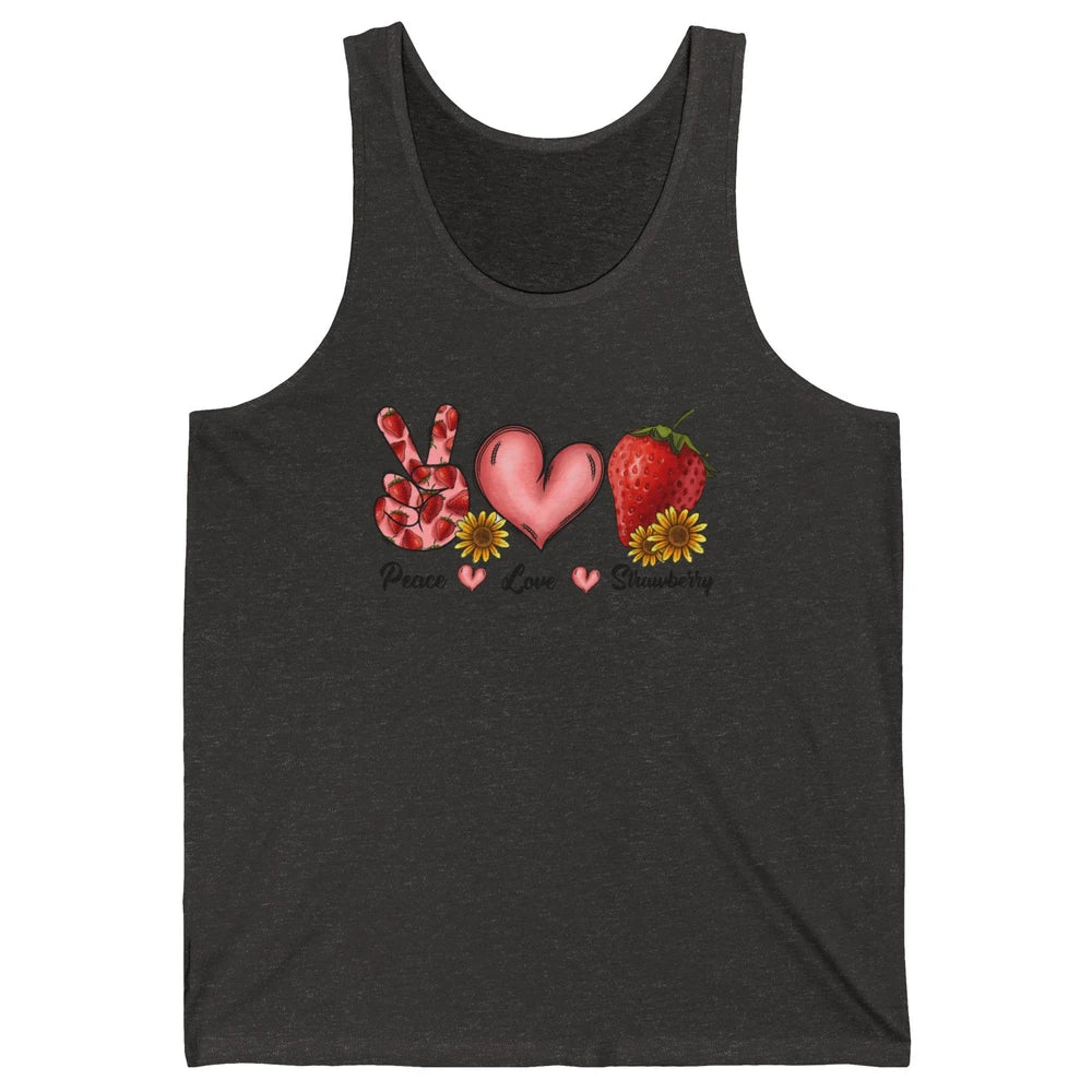 Peace Love Strawberry Strawberries Lover Strawberry Festival Unisex Jersey Tank