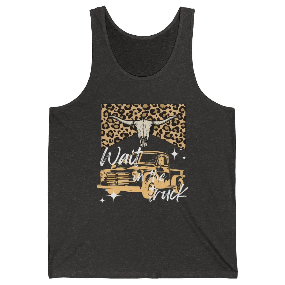 Retro Leopard Bull Skull Wait In The Truck Western Country Unisex Jersey Tank