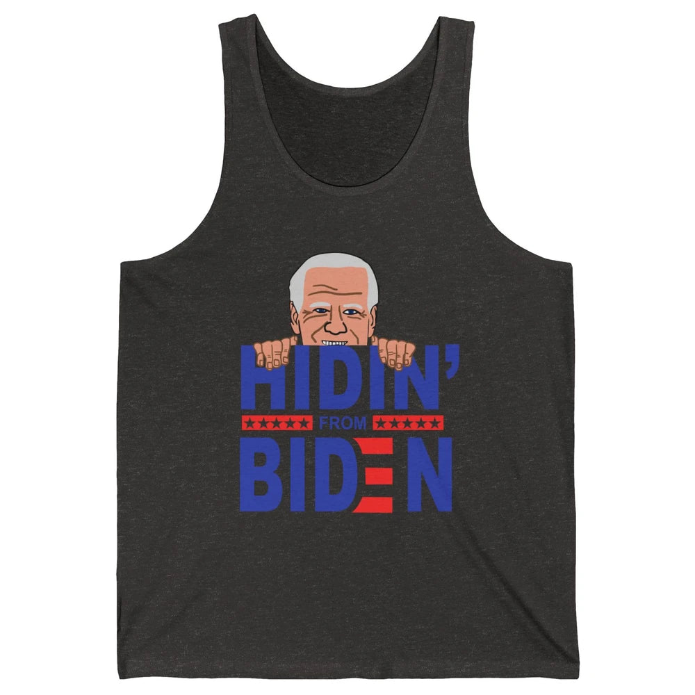 Retro Funny Joe Biden Hiding From Biden Anti Liberal US Flag Unisex Jersey Tank
