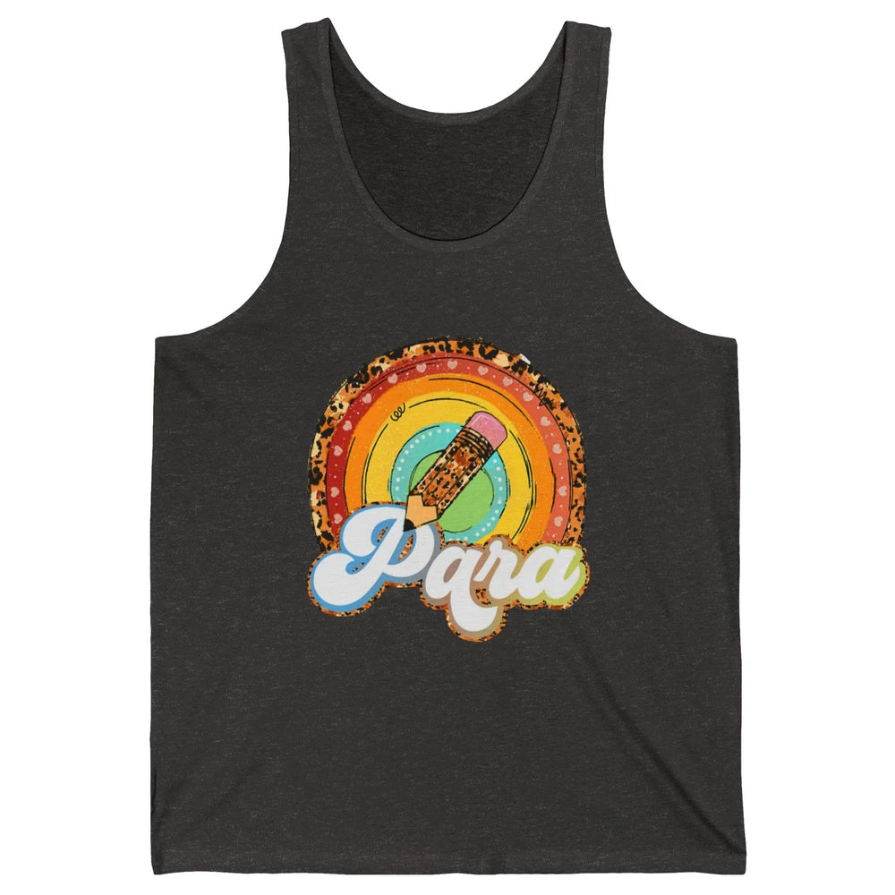 Retro Leopard Rainbow Paraprofessional Teacher Para Squad Unisex Jersey Tank