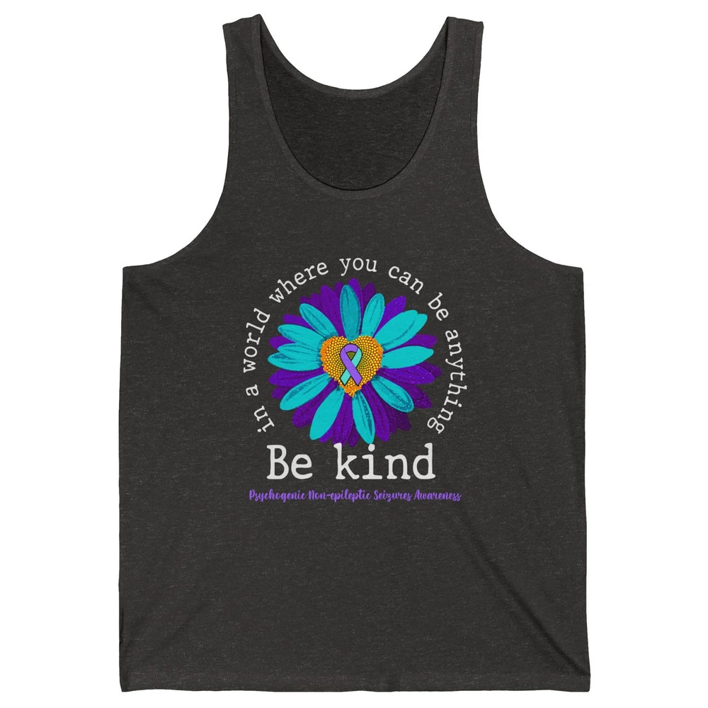 PNES Awareness Purple Teal Ribbon Sunflower Be Kind Unisex Jersey Tank