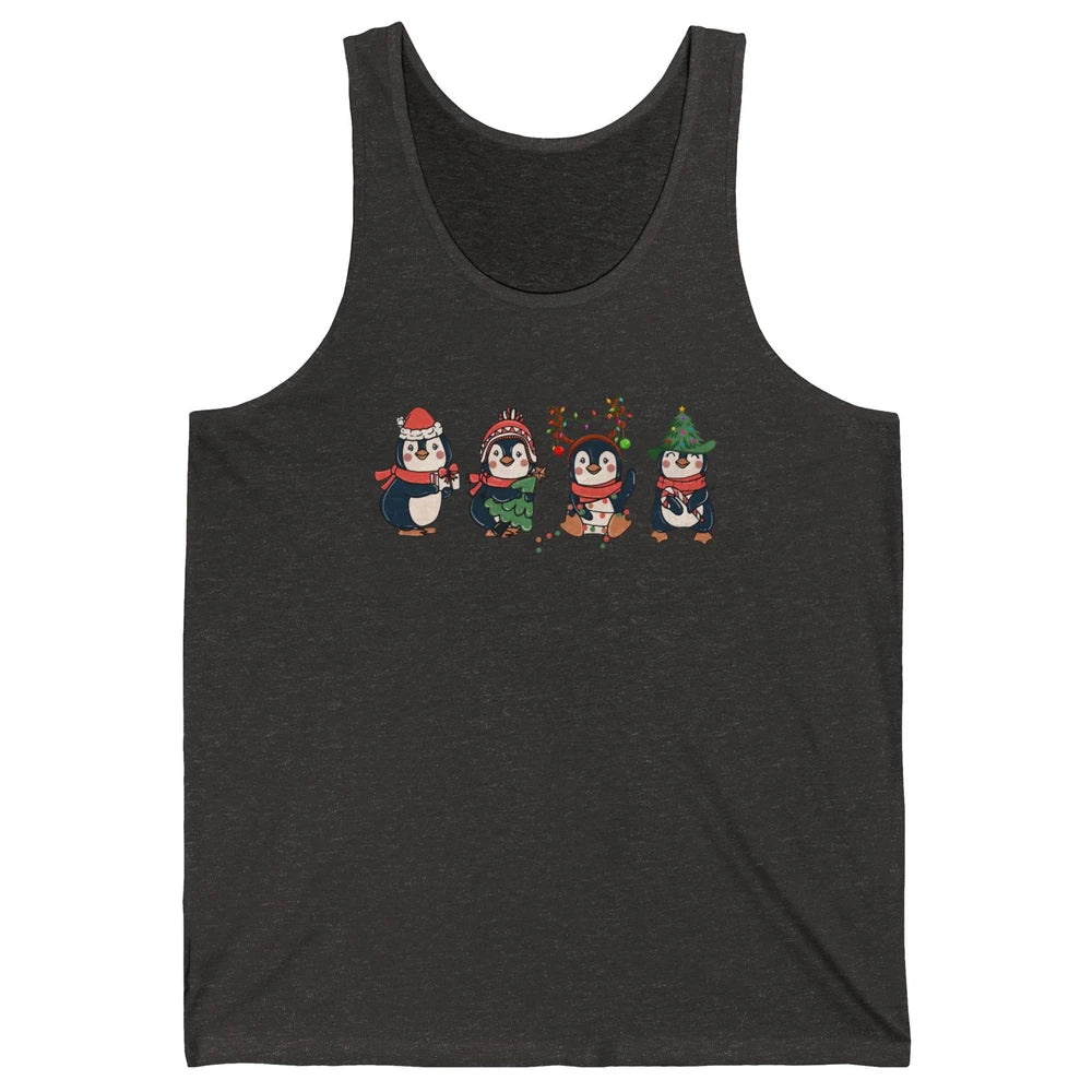 Penguin Merry Christmas Cute Penguin Xmas Lights Winter Unisex Jersey Tank