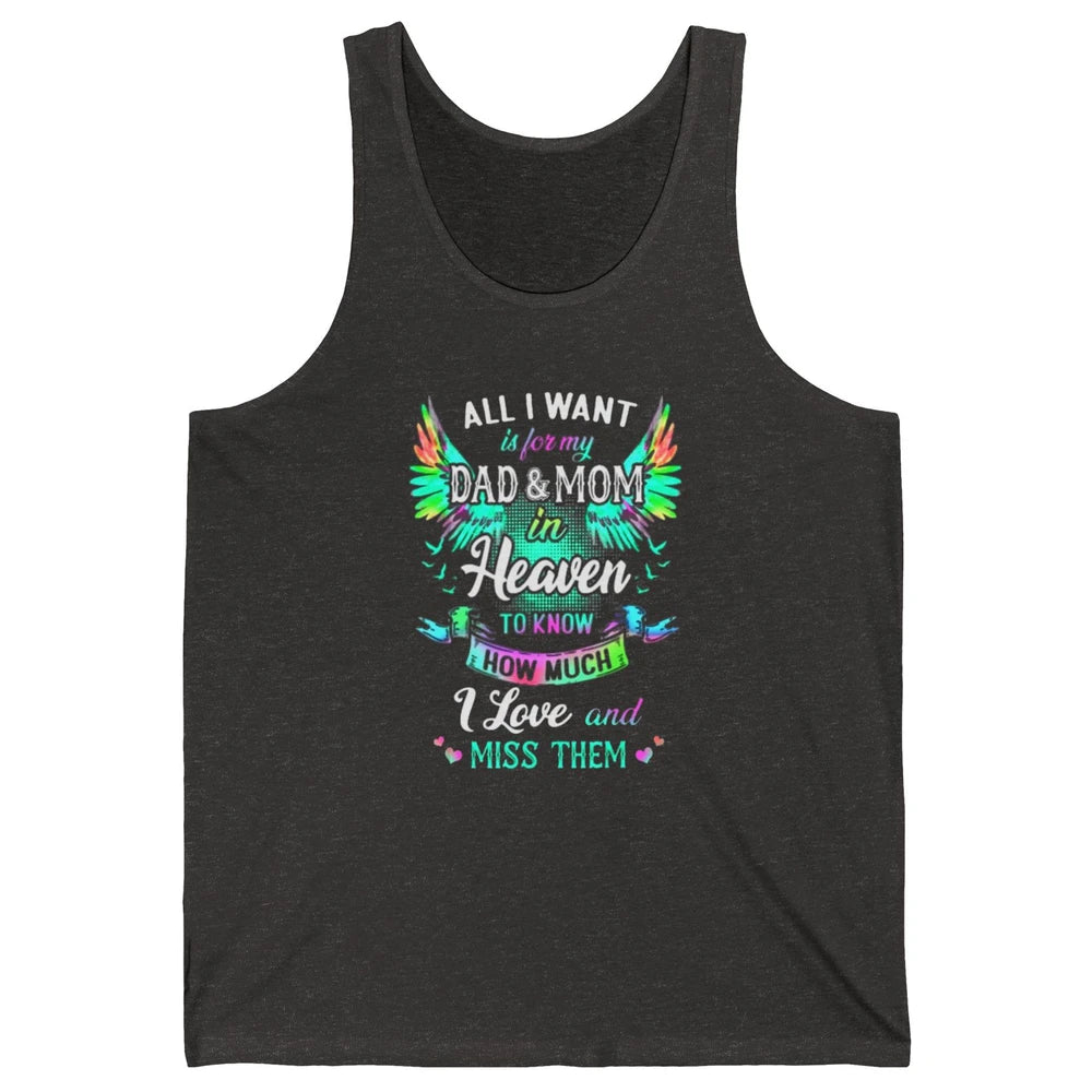 My Mom And Dad In Heaven Angel Wings Mother Memories Forever Unisex Jersey Tank