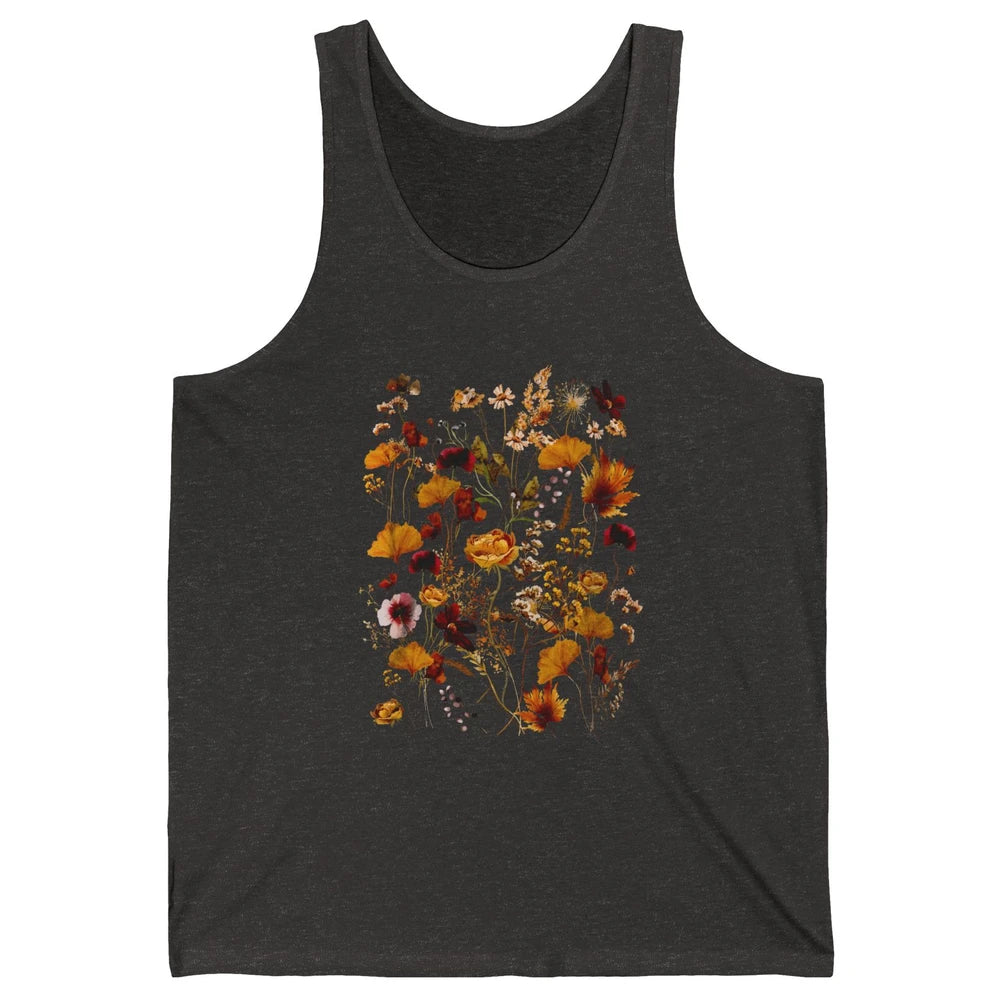 Pressed Flowers Plant Botanical Garden Wildflower Vintage Unisex Jersey Tank