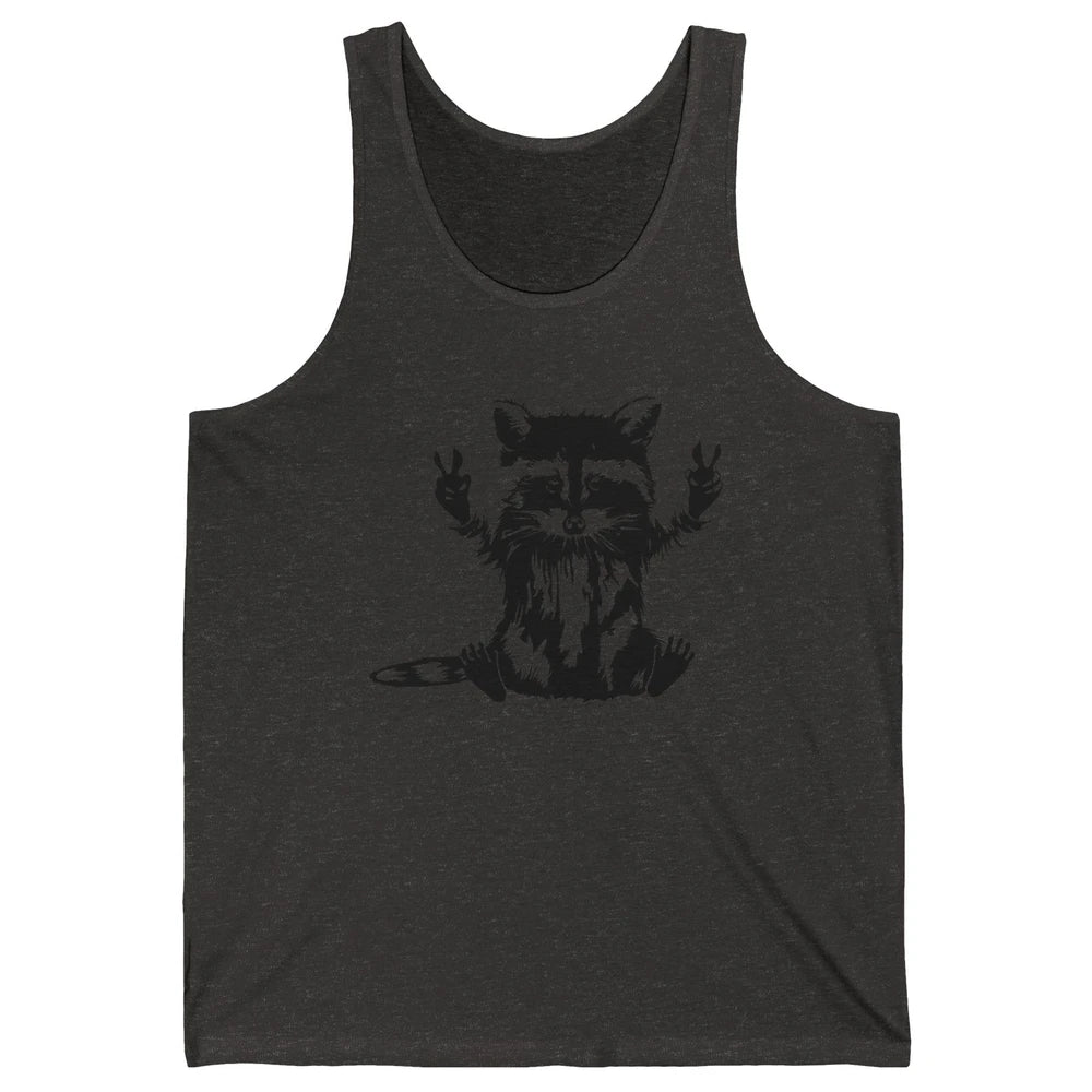 Funny Racoon Peace Sign Trashed Racoon Panda Lovers Gift Unisex Jersey Tank