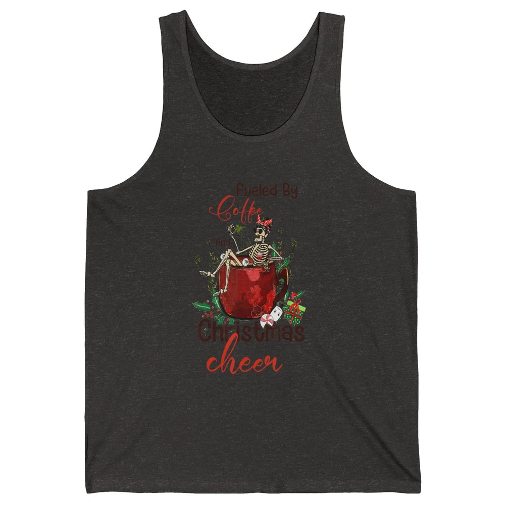 Merry Christmas Skeleton Drink Fueled By Coffee Xmas Latte Unisex Jersey Tank