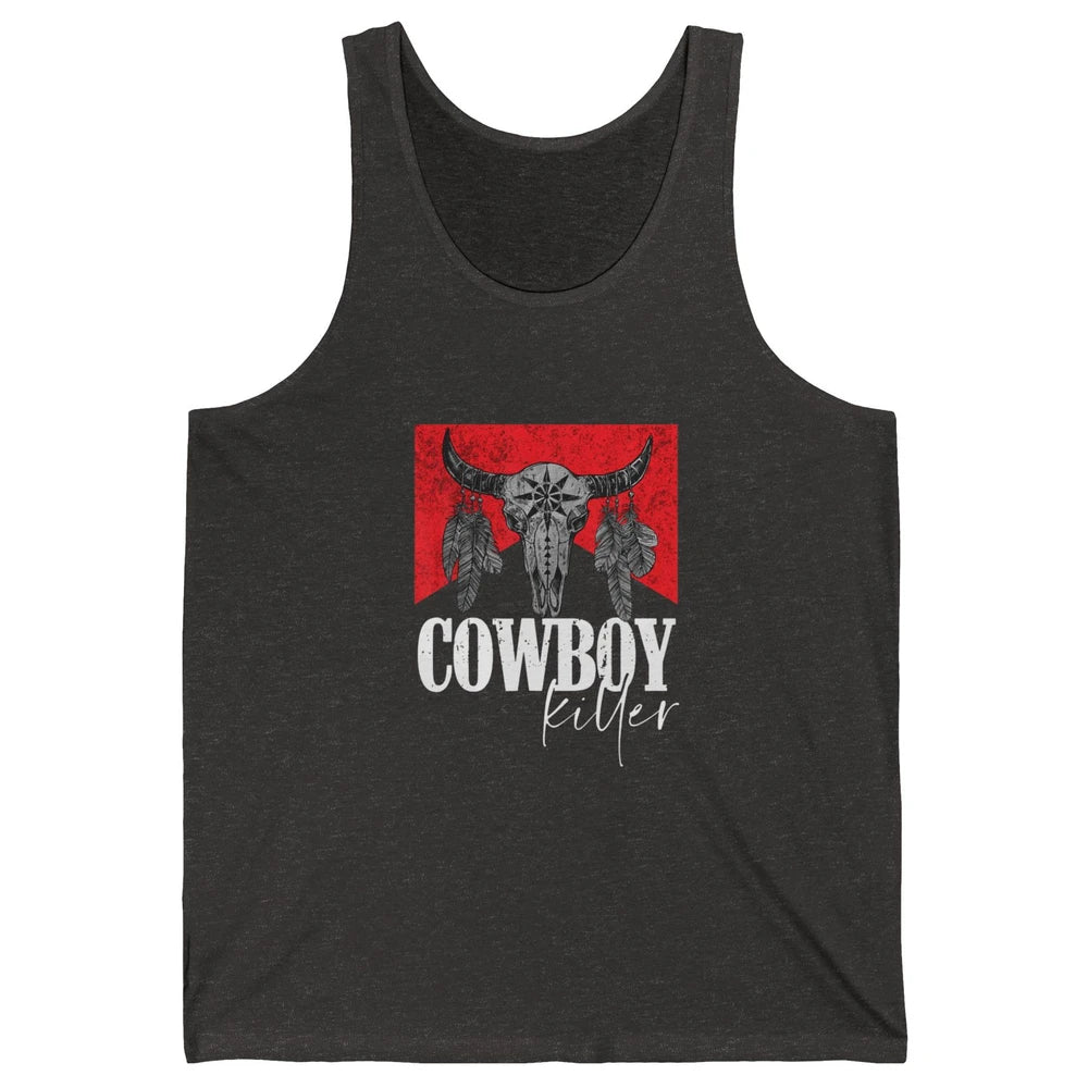 Retro Cow Skull Cowboy Killer Punchy Bull Western Country Unisex Jersey Tank