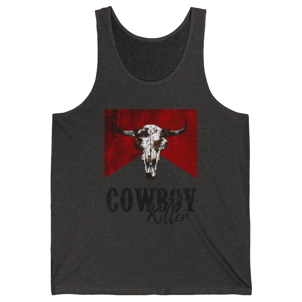 Retro Cow Skull Cowboy Killer Western Country Cowgirl Gift Unisex Jersey Tank