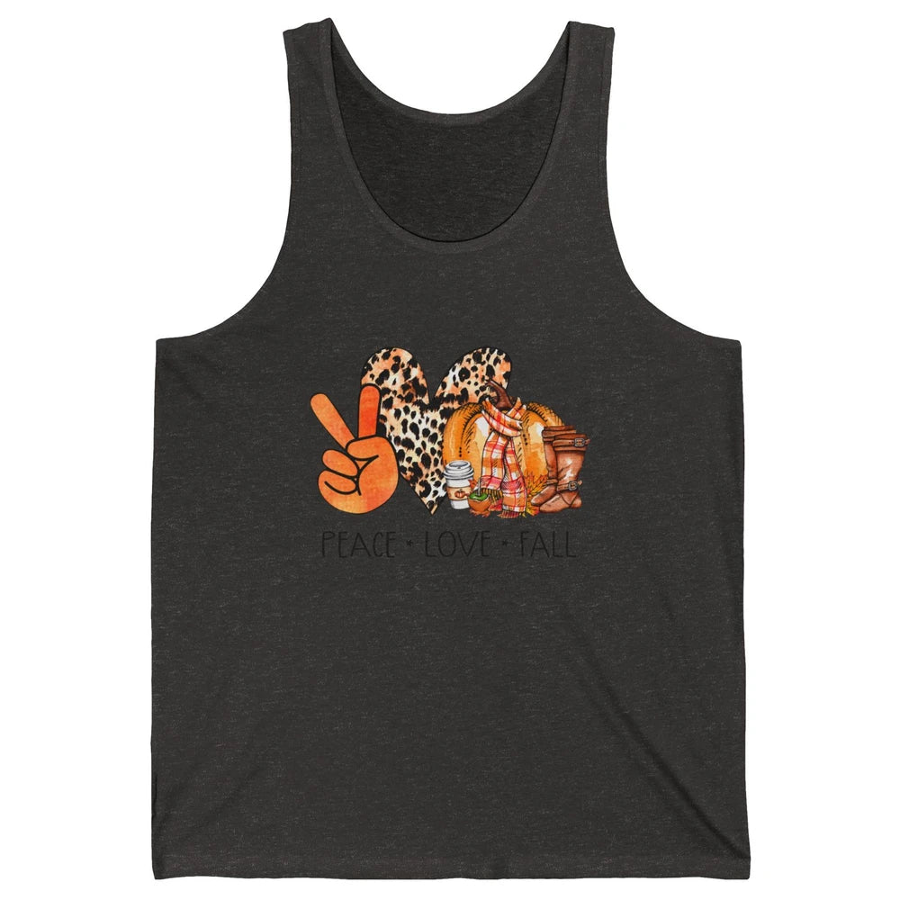Peace Love Fall Pumpkin Spice Fall Halloween Thanksgiving Unisex Jersey Tank