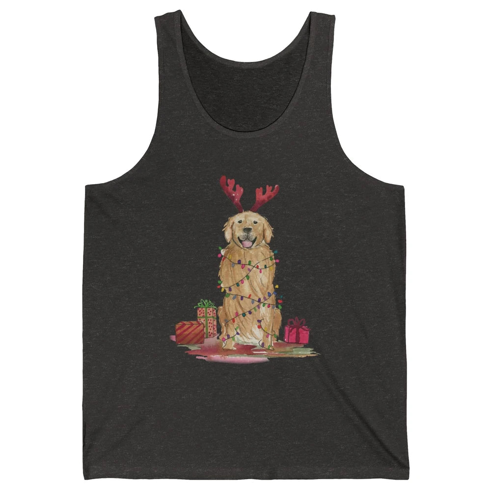 Santa Golden Retriever Reindeer Snowflake Christmas Costume Unisex Jersey Tank