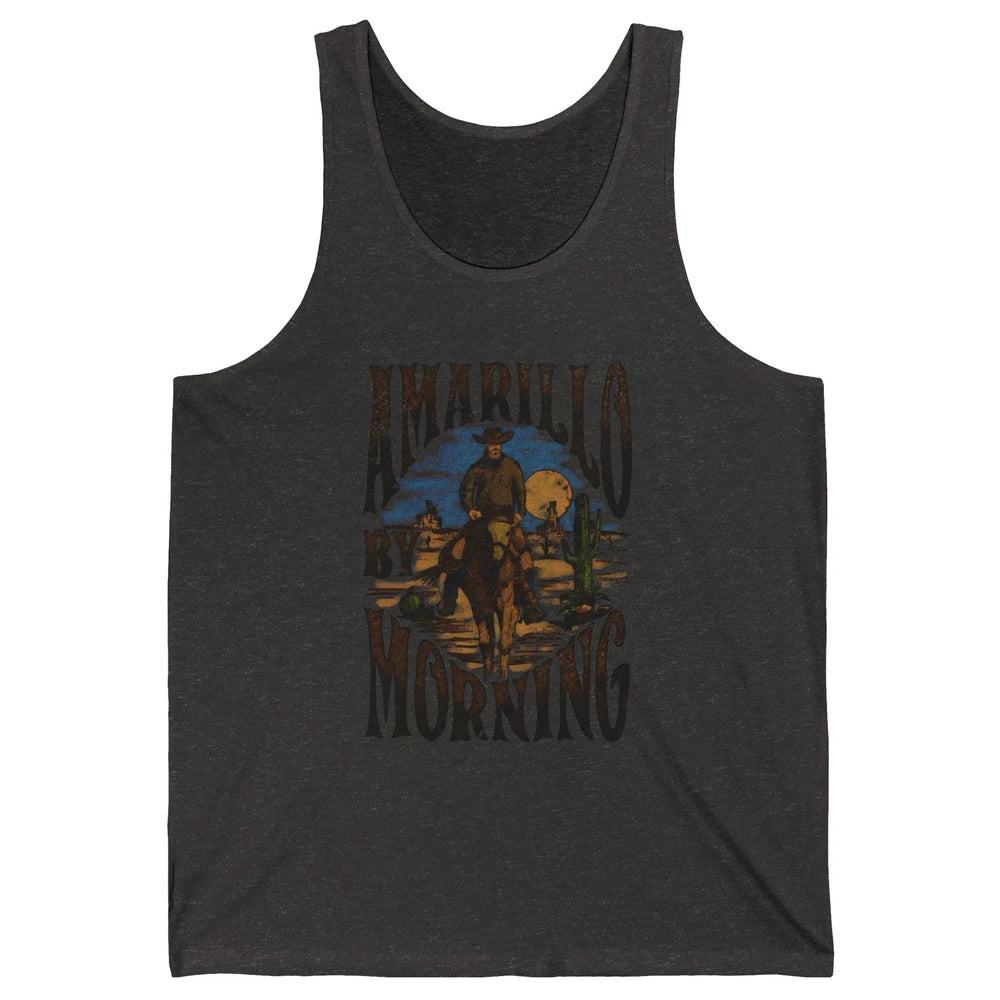 Retro Cowboy Riding Horse Desert Amarillo By Morning Western Unisex Jersey Tank
