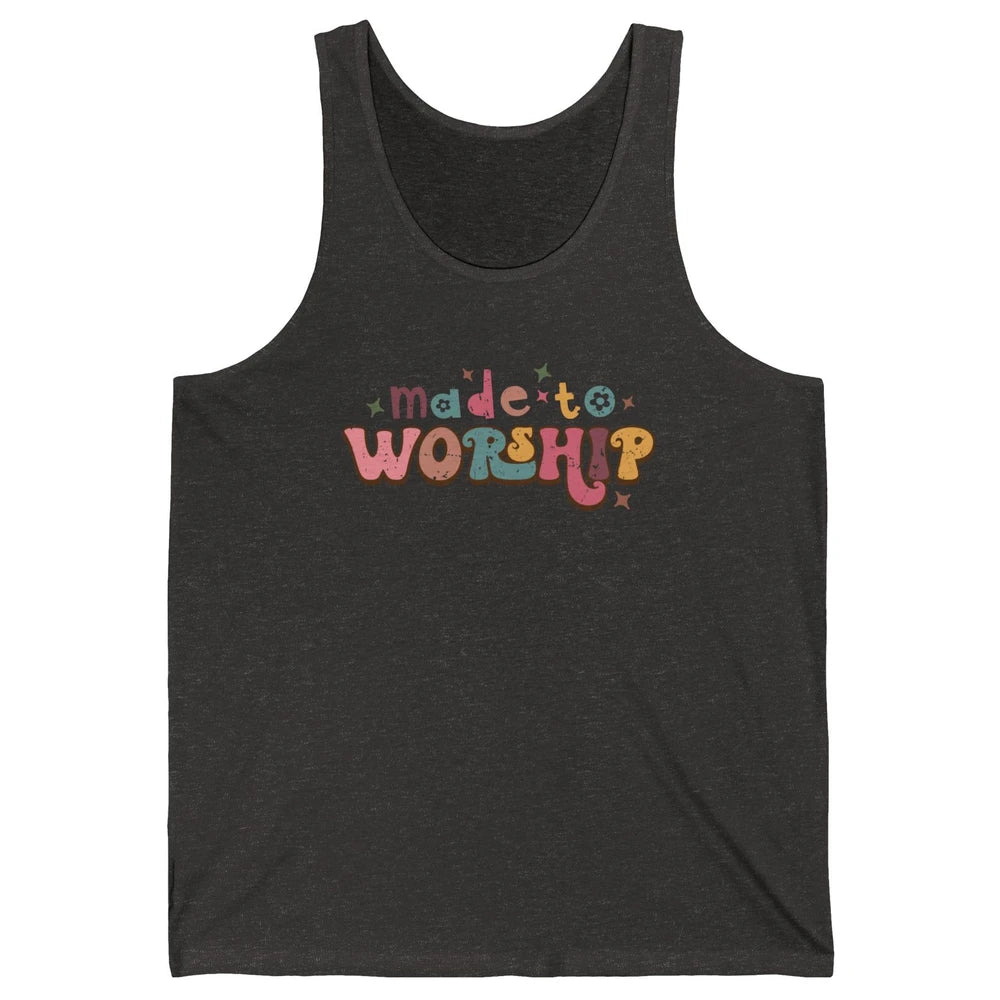 Retro Made To Worship Bible Verse Christian Religious Gift Unisex Jersey Tank