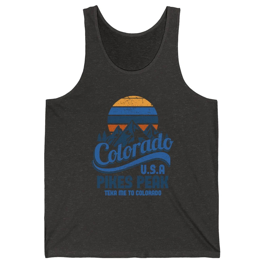 Retro Colorado Mountain Pikes Peak Sunset Outdoor Hiking Unisex Jersey Tank