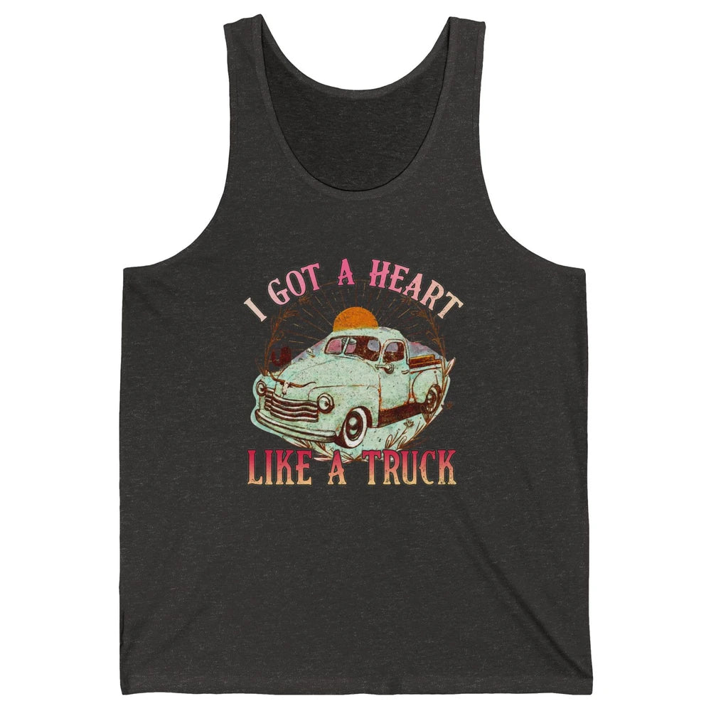 Retro Desert Sunset Truck I Got A Heart Like A Truck Western Unisex Jersey Tank