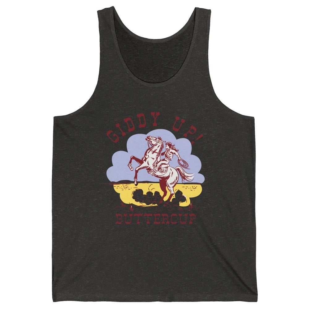 Retro Cowgirl Hold Your Horse Giddy Up Western Cowboy Gift Unisex Jersey Tank