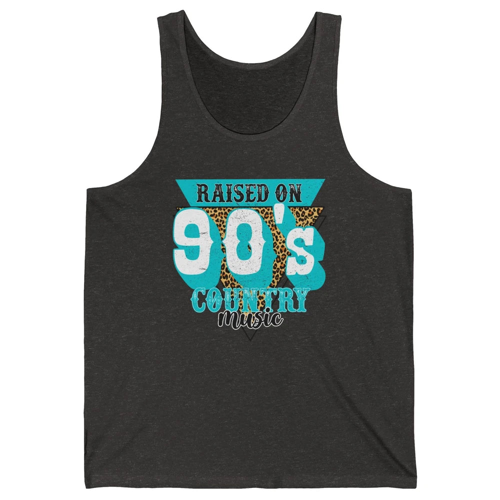 Retro Leopard Raised On 90s Country Music Western Cowgirl Unisex Jersey Tank