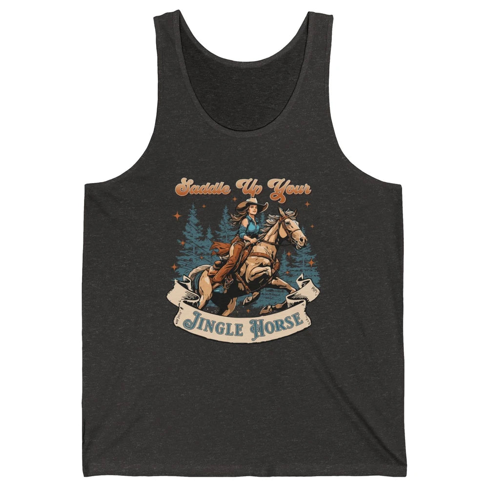 Retro Christmas Saddle Up Your Jingle Horse Bronco Cowgirl Unisex Jersey Tank
