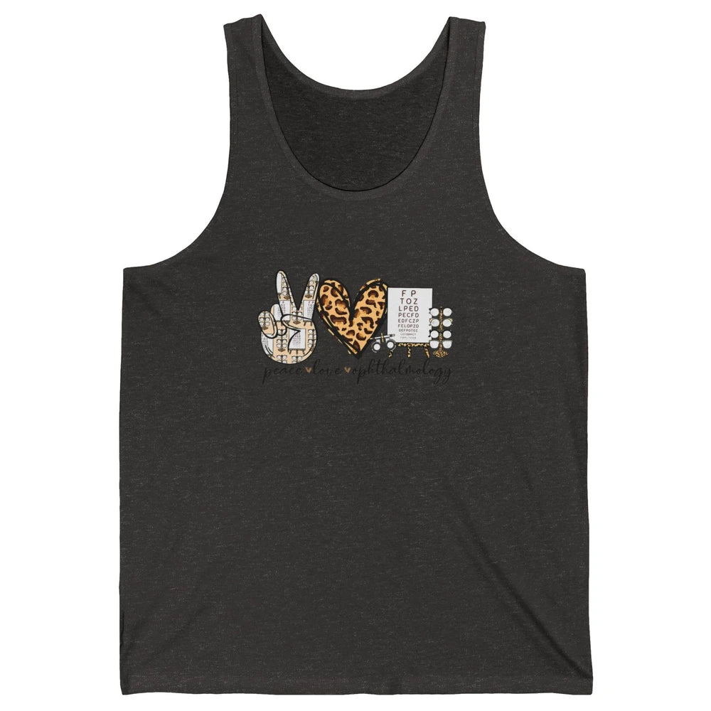 Peace Love Ophthalmology Leopard Heart Optician Optometrist Unisex Jersey Tank