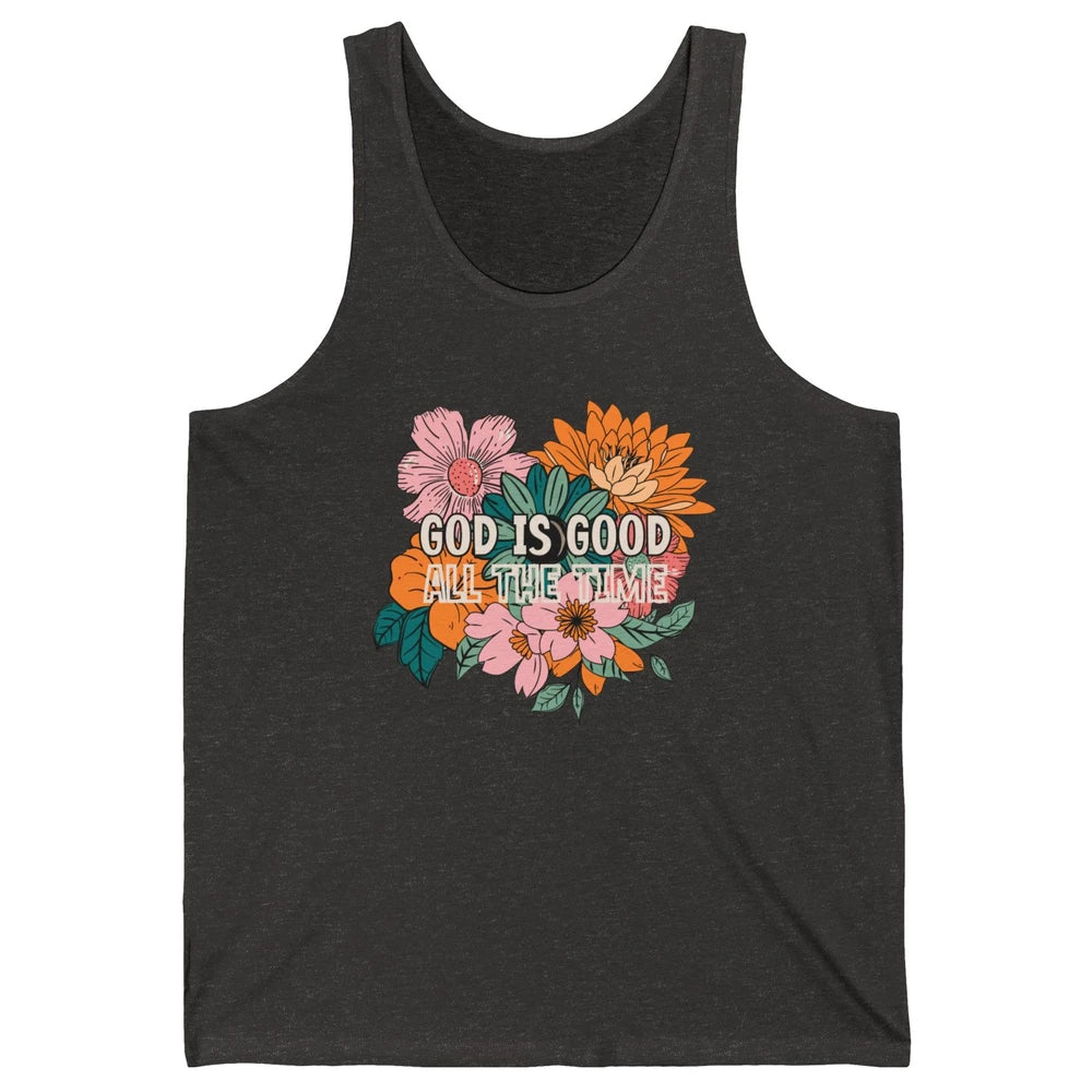 Retro God Is Good All The Time Floral Christian Bible Verse Unisex Jersey Tank