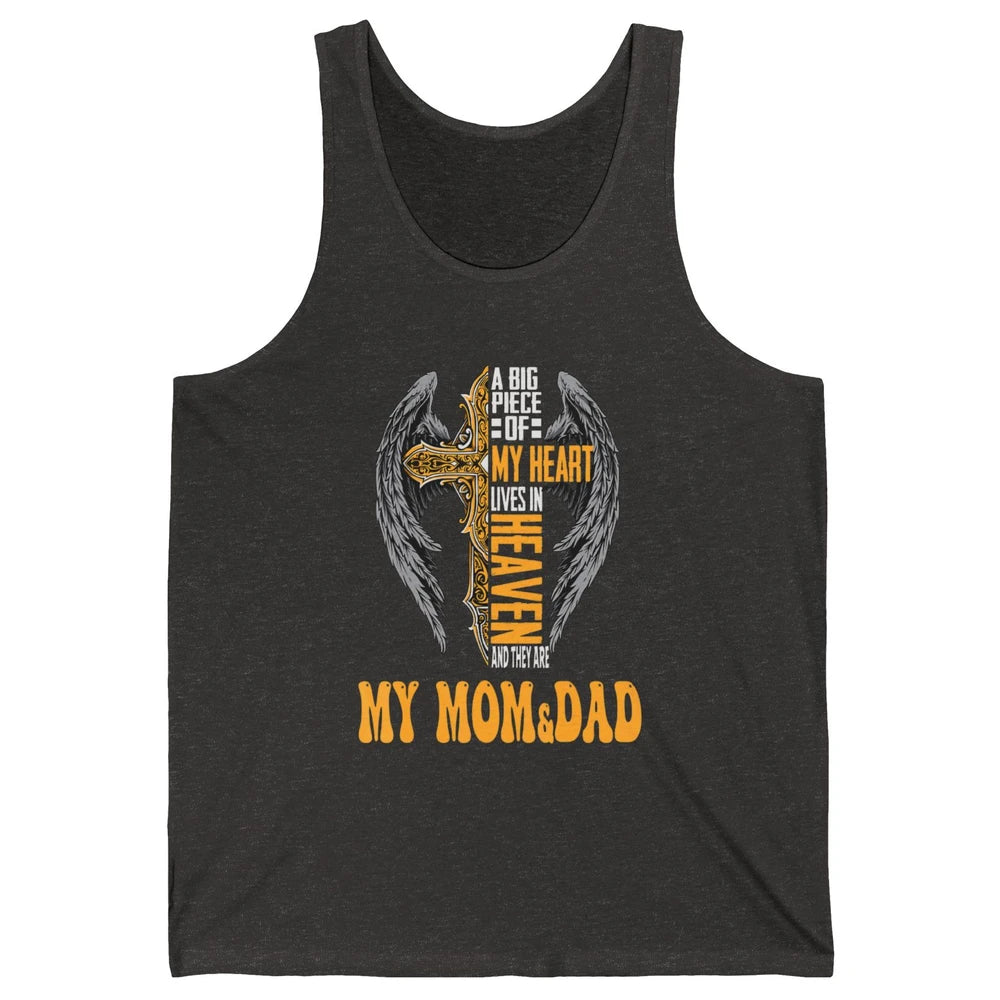 Parents Heaven Dad And Mom In Heaven Angel Cross Guardian Unisex Jersey Tank