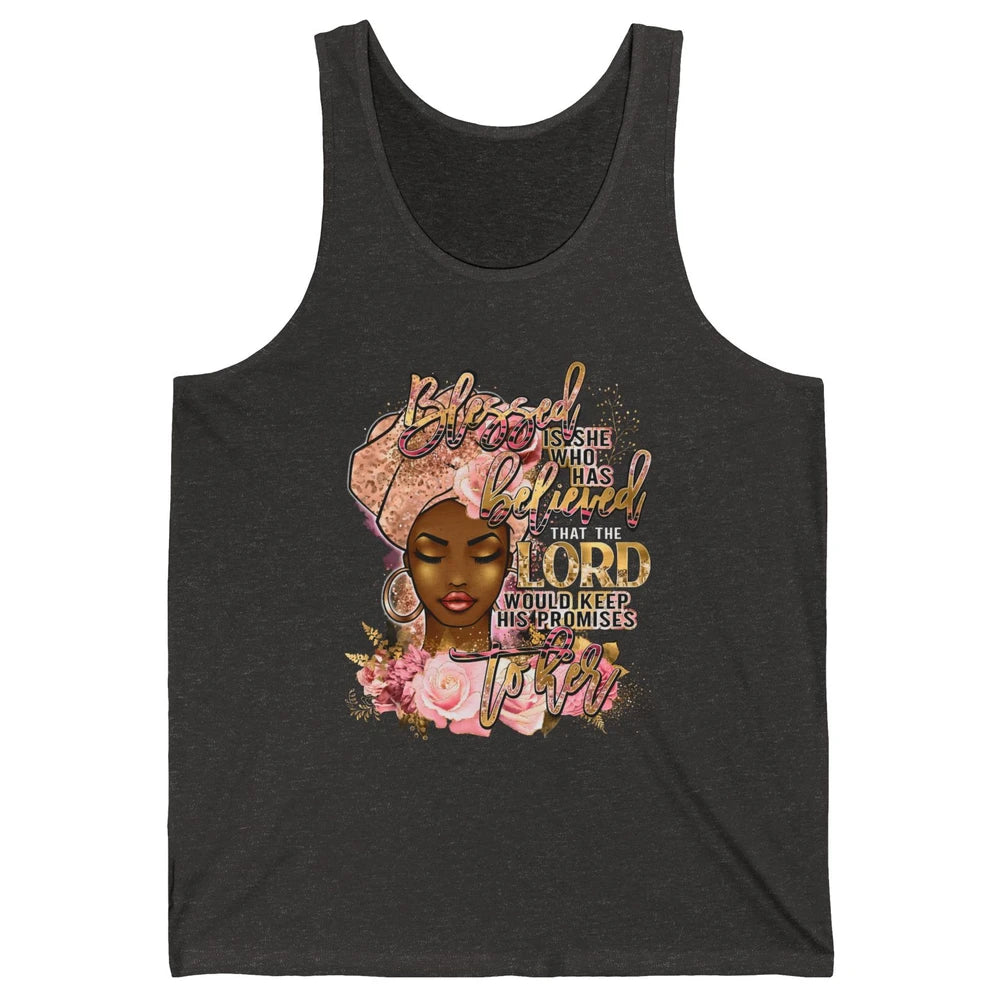 Afro Woman Blessed Is She Who Believed God African Christian Unisex Jersey Tank