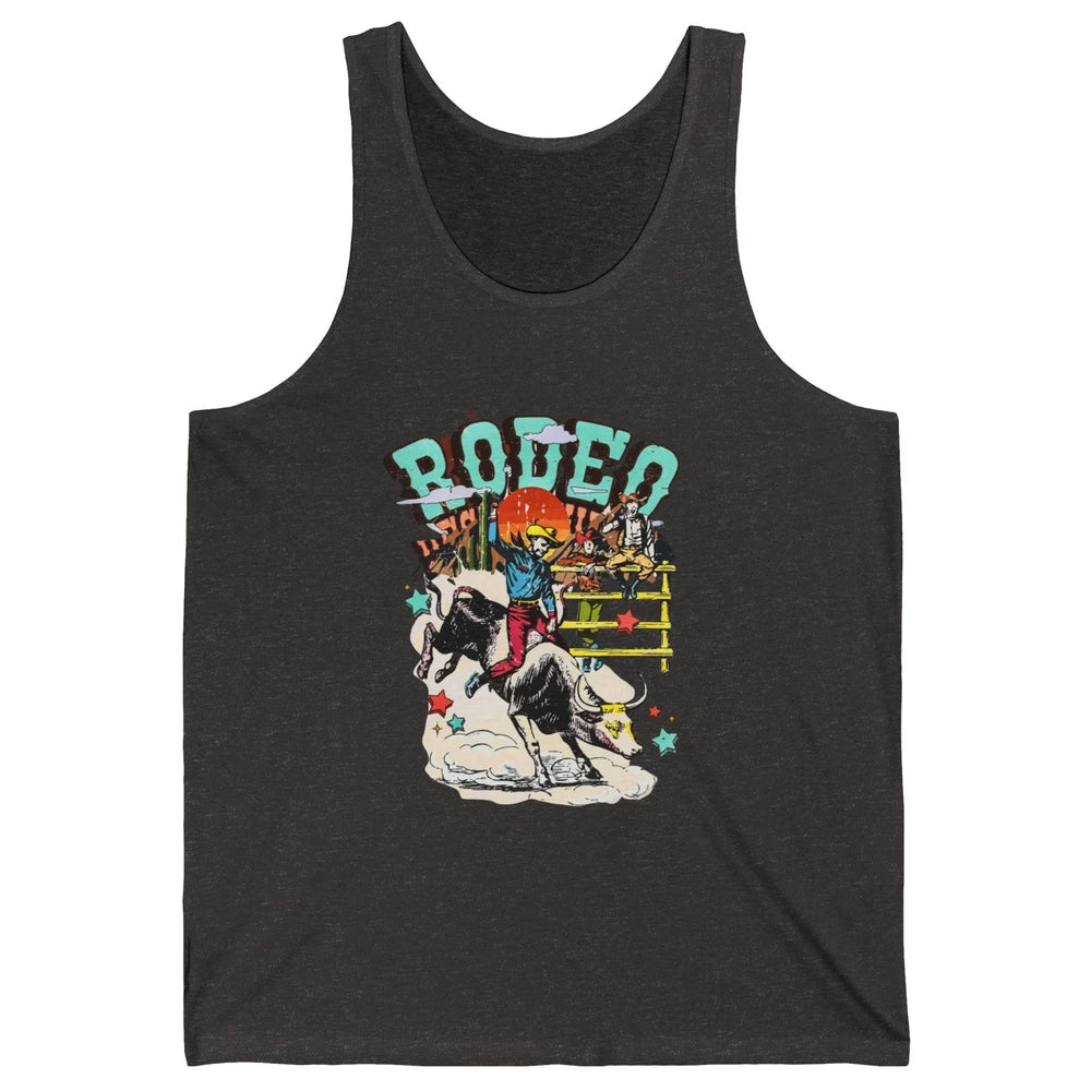 Retro Cowboy Horsing Rodeo Dad Bull Racing Western Country Unisex Jersey Tank