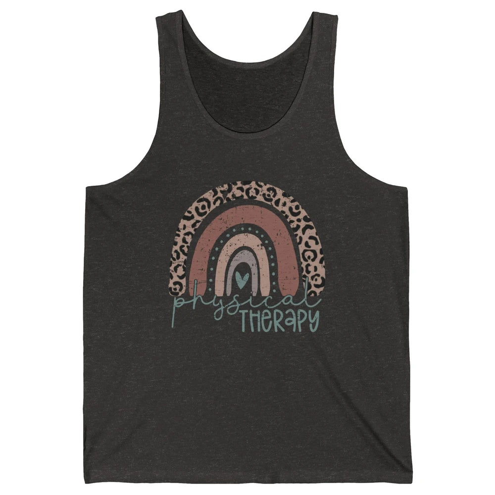Retro Physical Therapy Rainbow Physical Therapist PT Leopard Unisex Jersey Tank