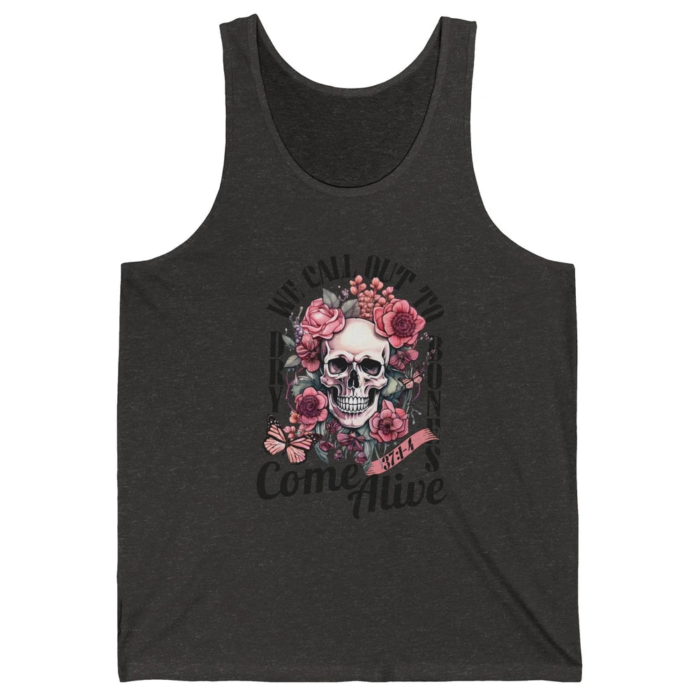Floral Skull Dry Bones Come Alive Bible Christian Halloween Unisex Jersey Tank