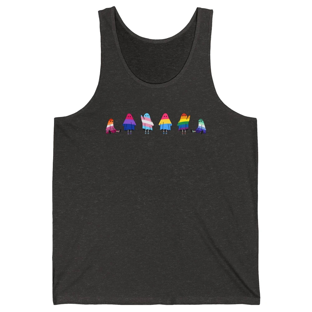 Cute Gay Baby Ghosts Spooky LGBTQ Lesbian Gay Pride Month Unisex Jersey Tank
