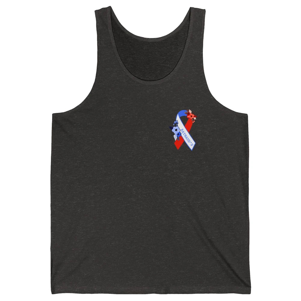 Raynaud's Syndrome Awareness Support Floral Red Blue Ribbon Unisex Jersey Tank