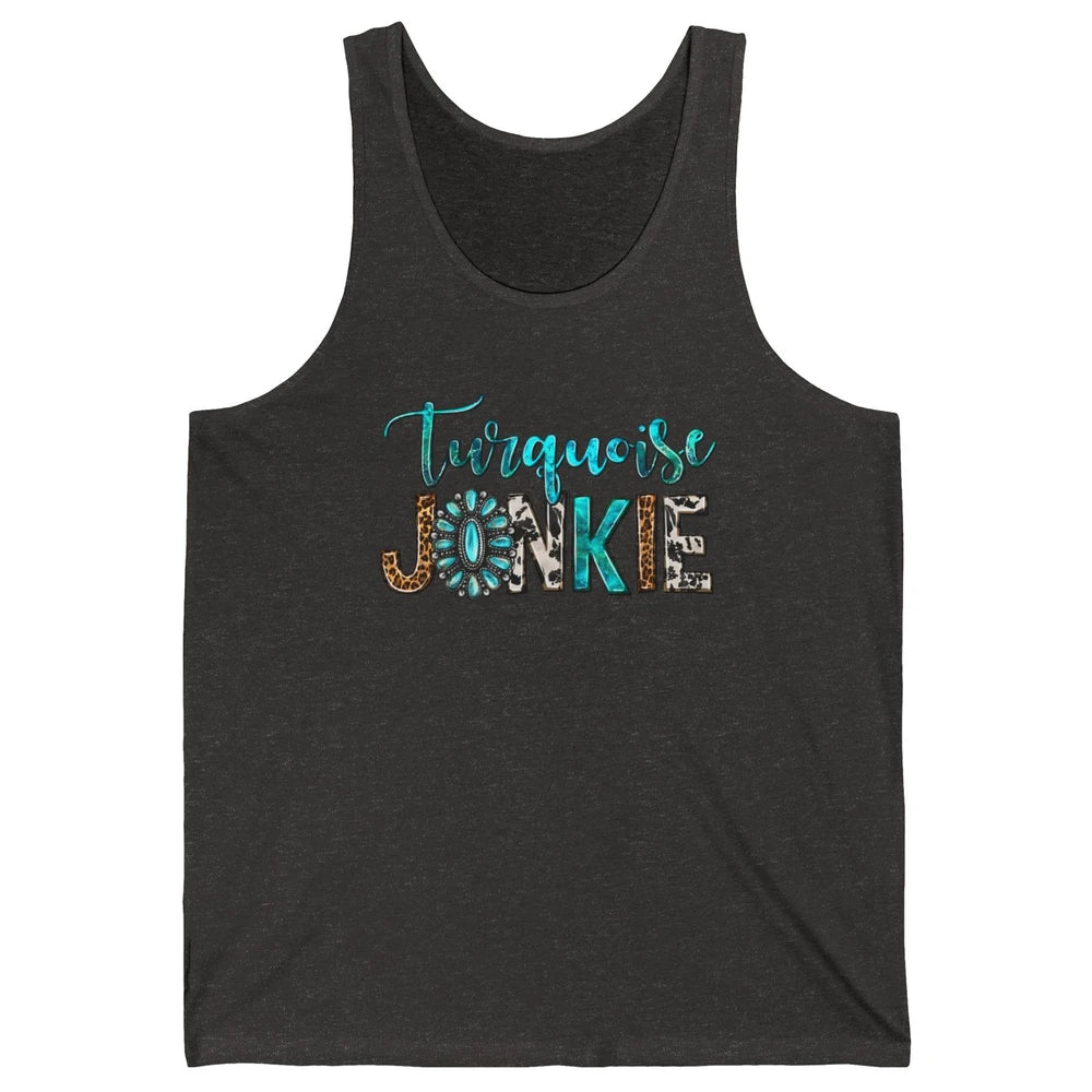 Retro Leopard Turquoise Junkie Gemstone Western Country Unisex Jersey Tank