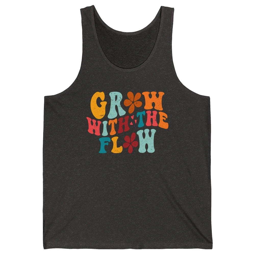 Retro Flower Grow With The Flow Summer Vintage Positive Life Unisex Jersey Tank