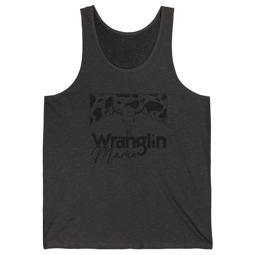 Retro Cowhide Bull Skull Wrangling Mama Western Country Girl Unisex Jersey Tank