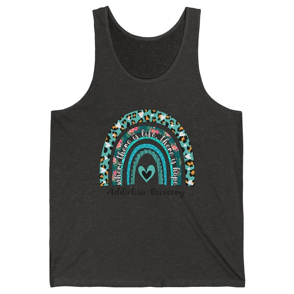 Addiction Recovery Awareness Rainbow Ribbon Blue Leopard Unisex Jersey Tank