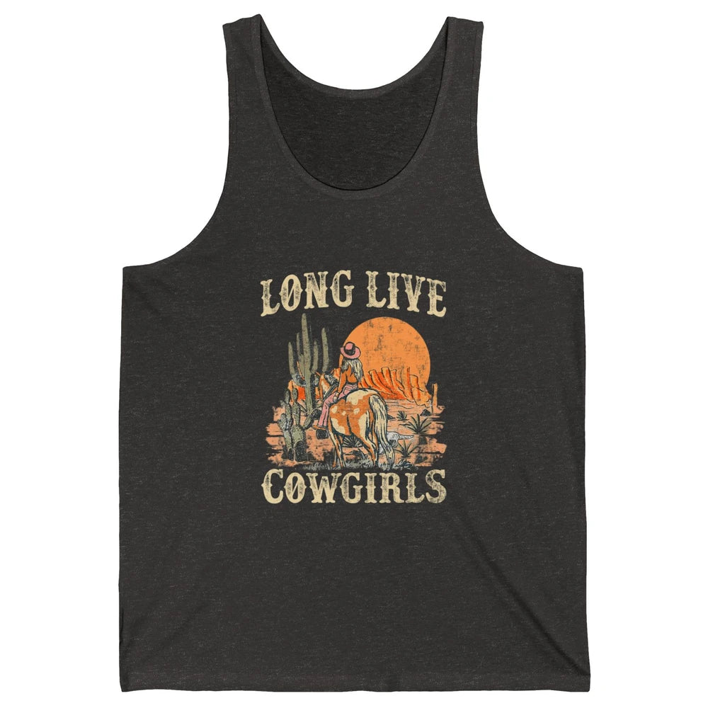Retro Long Live Howdy Rodeo Western Desert Cowgirl Horseback Unisex Jersey Tank