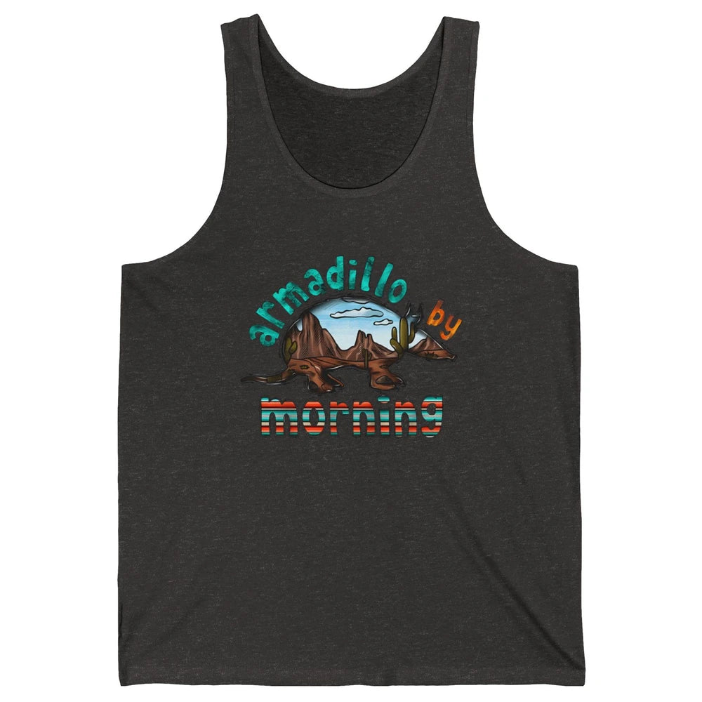 Retro Desert Sunset Armadillo By Morning Western Country Unisex Jersey Tank
