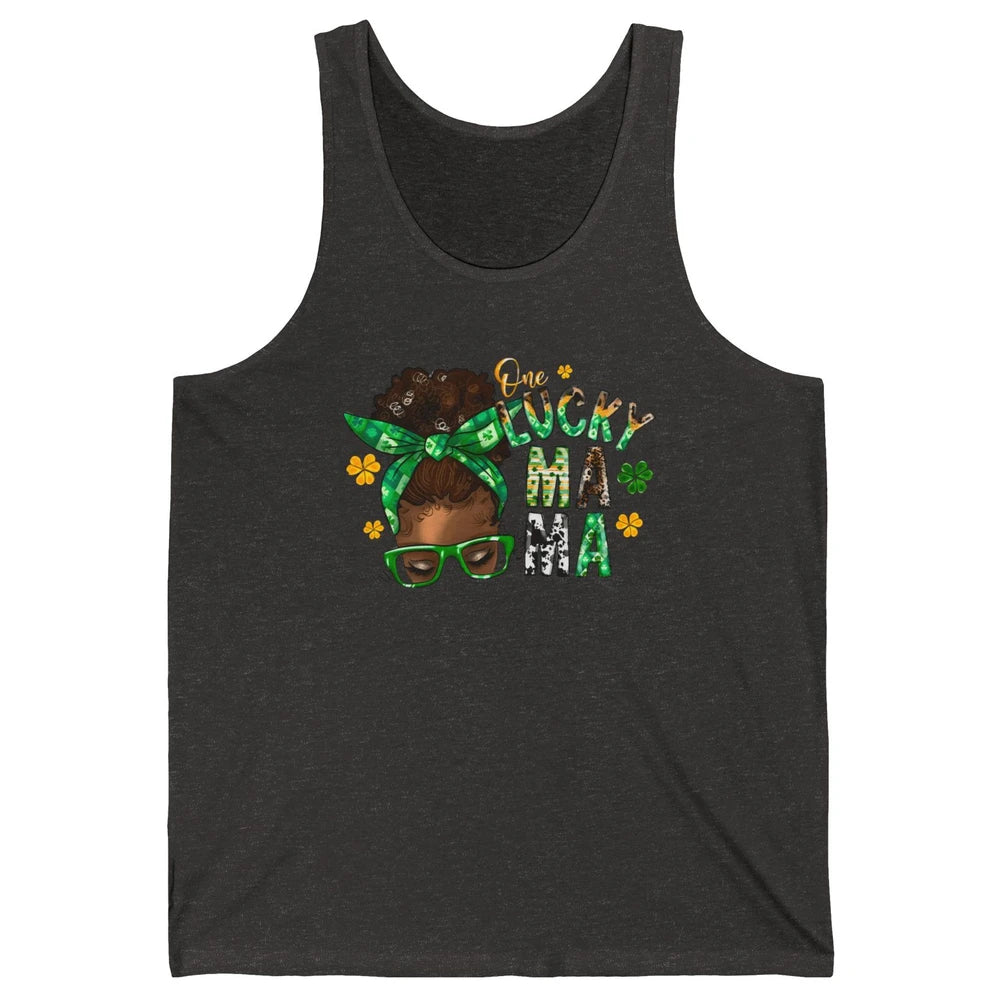 One Lucky Mama Afro Mom St Patrick's Day Black Mother Gift Unisex Jersey Tank