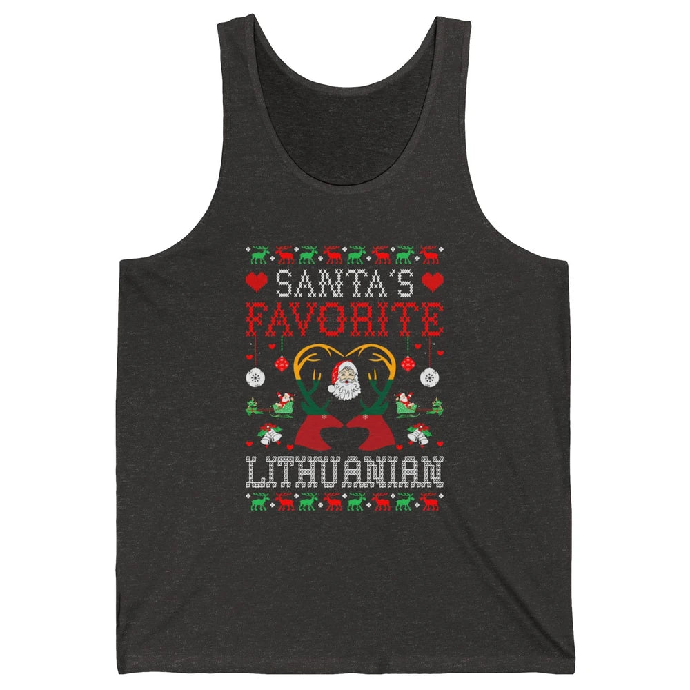 Merry Christmas Santa Favorite Lithuanian Xmas Ugly Santa Unisex Jersey Tank