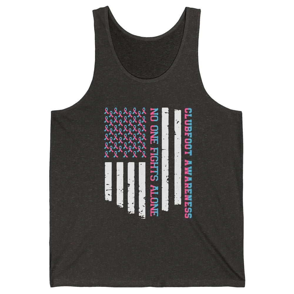 Retro Clubfoot Awareness Ribbon No One Fight Alone US Flag Unisex Jersey Tank