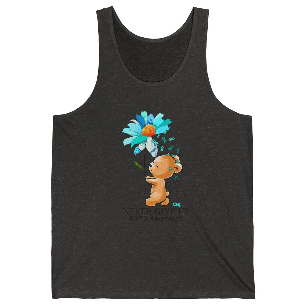 POTS Awareness Keep Going Daisy Bear Turquoise Sunflower Unisex Jersey Tank