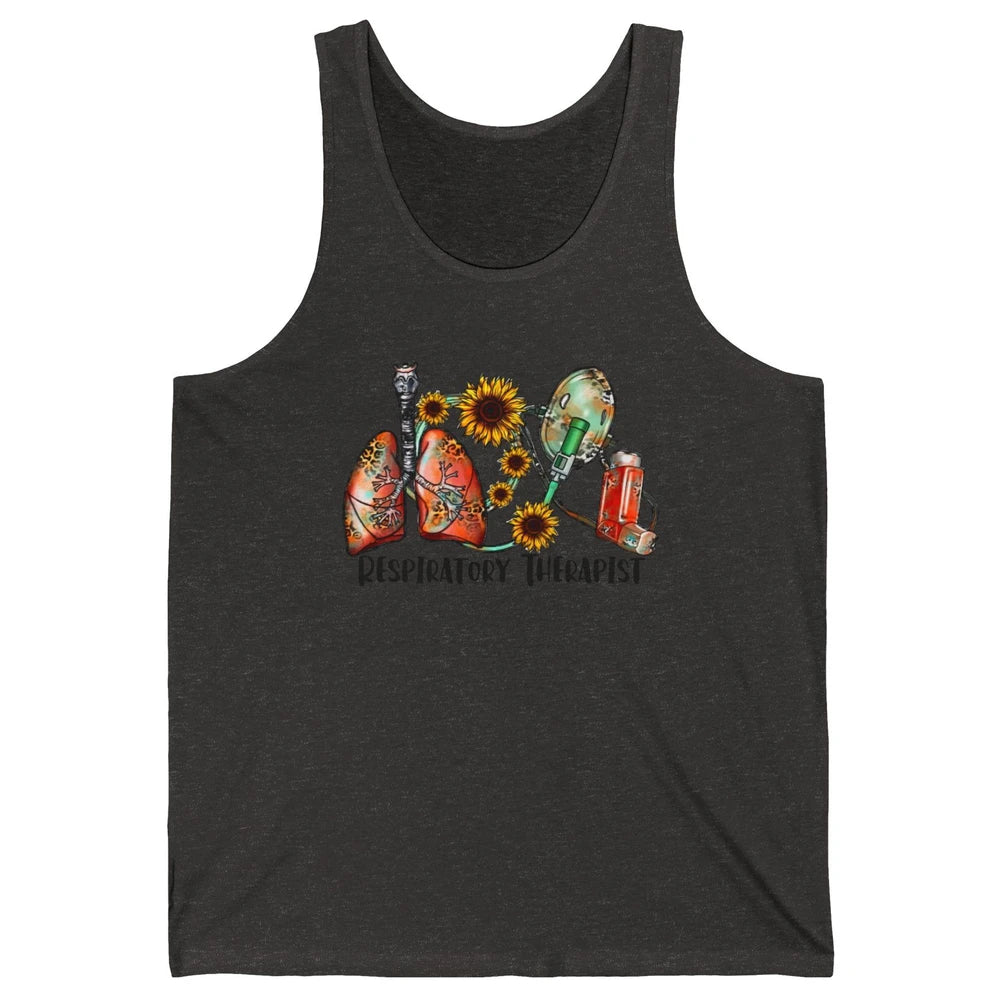Respiratory Therapist Sunflower Lungs Breathe RT Nurse Unisex Jersey Tank